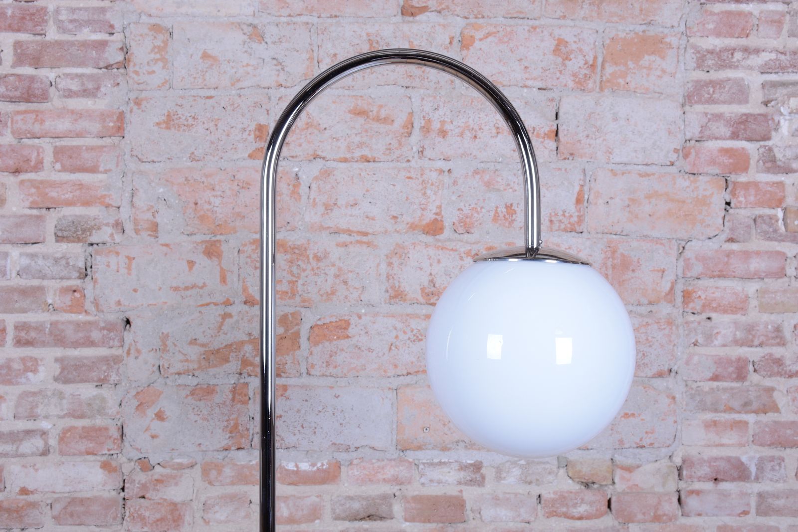 Restored Bauhaus Floor Lamp, By Robert Slezak, Oak, Chrome, Glass, Czech, 1930s photo vintage