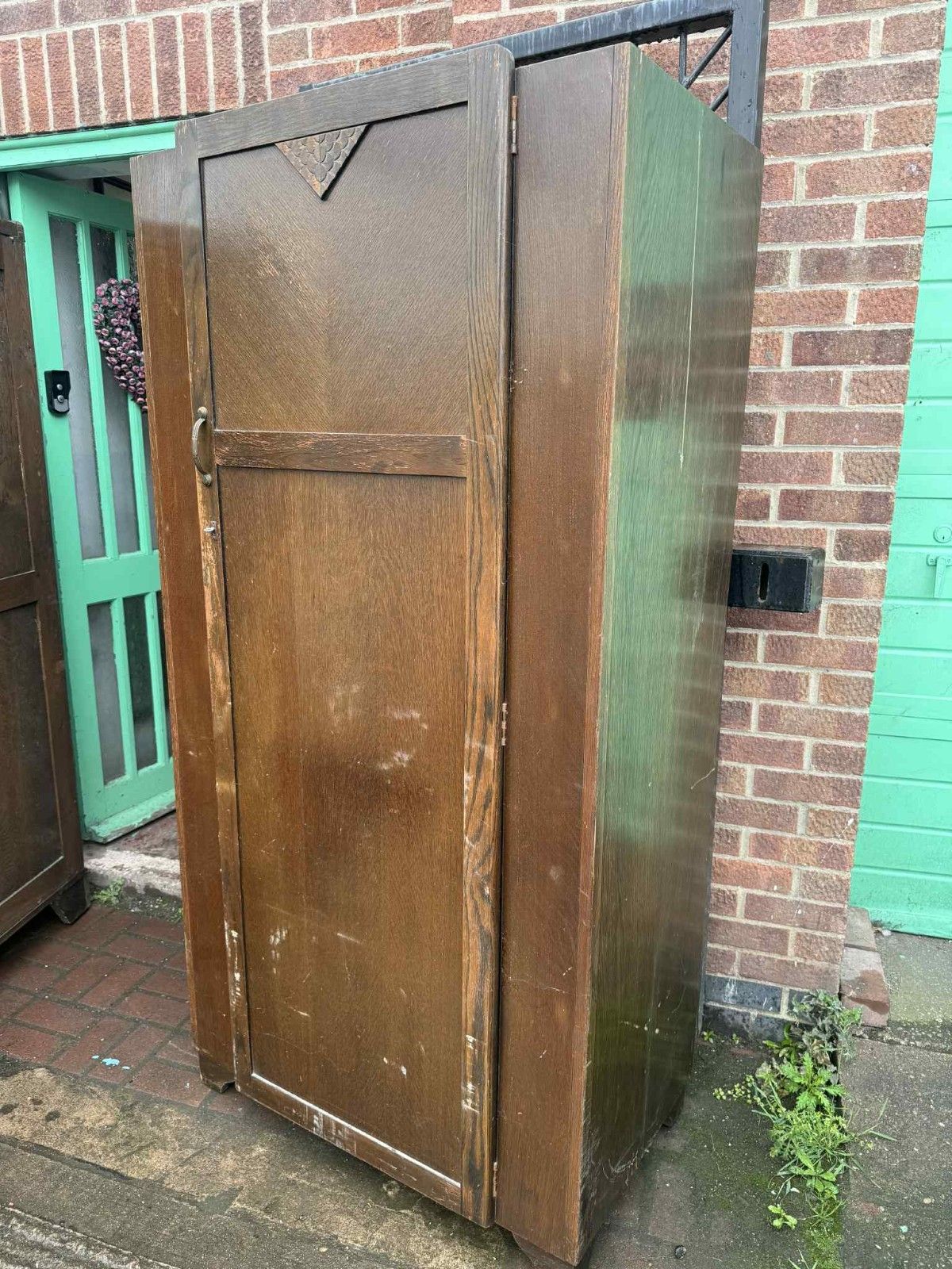 Antique Vintage Carved Single Hallrobe/Wardrobe Ready To Be Upcycled photo for sale