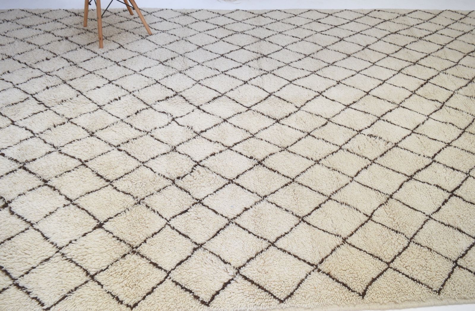 Vintage Beni Ourain Rug 14'3" X 8'1" Plush Hand Knotted Wool Diamond Lozenge Berber Carpetle Corbusier Eames photo vintage
