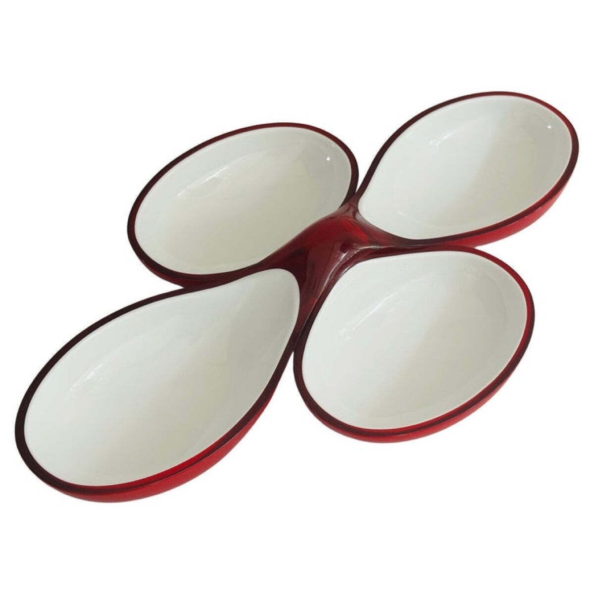 1980s Italian Guzzini Lab Interlocking Plastic Red & White Platter Dishes Inc Original Box
