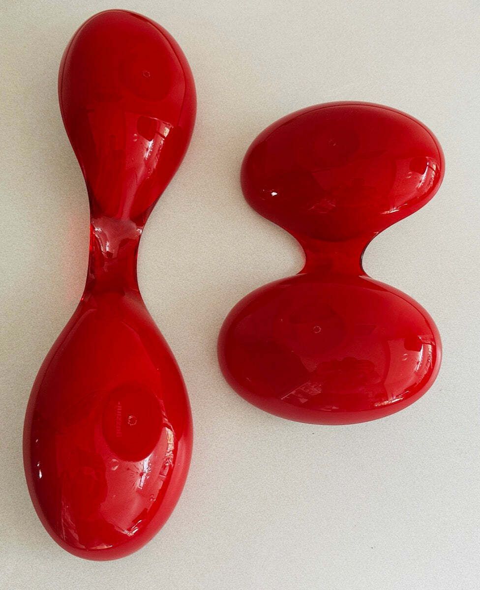 Home Decor 1980s Italian Guzzini Lab Interlocking Plastic Red & White Platter Dishes Inc Original Box photo