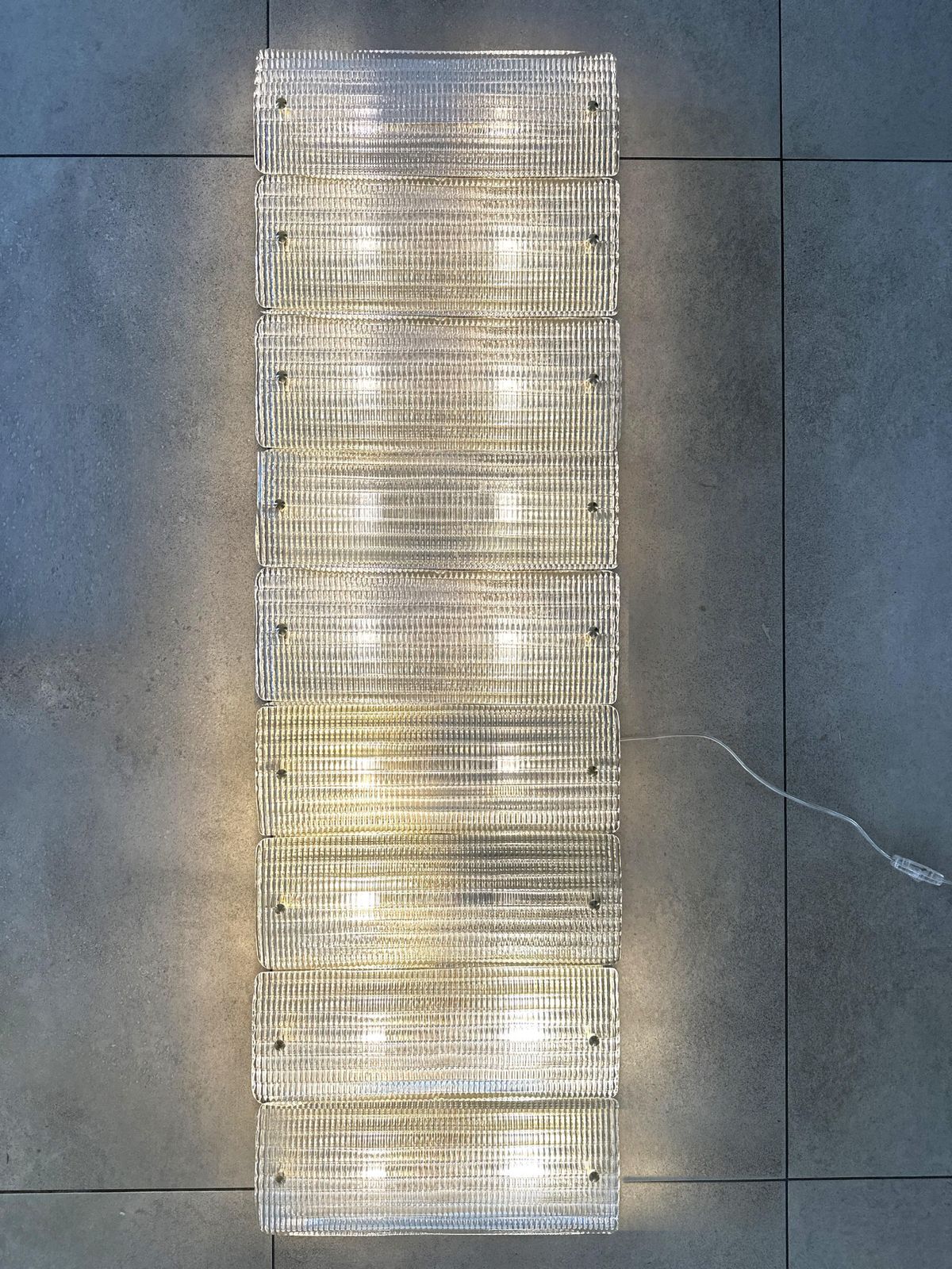 Contemporary Italian Luxury Brass Wall Sconce In Diamanted Murano Glass And Flush Mount photo Lighting