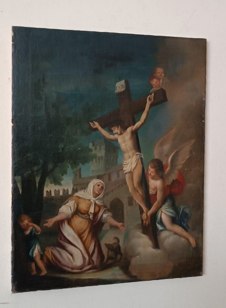 Old Painting   Oil On Canvas   Crucifixion   Italian School, 18th Century photo furniture