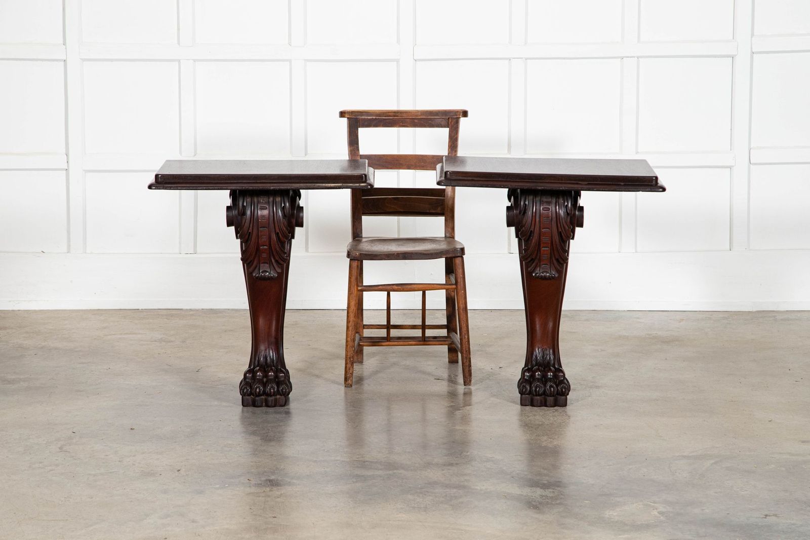 Pair English 19thc Mahogany Lion Paw Console Tables photo 3393.0