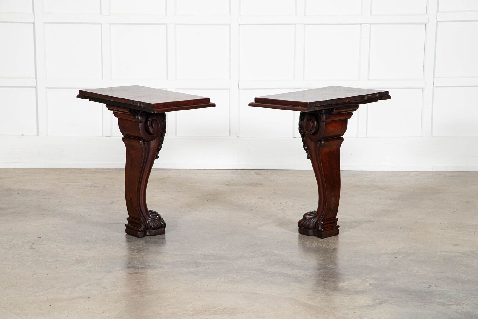 Pair English 19thc Mahogany Lion Paw Console Tables photo buy