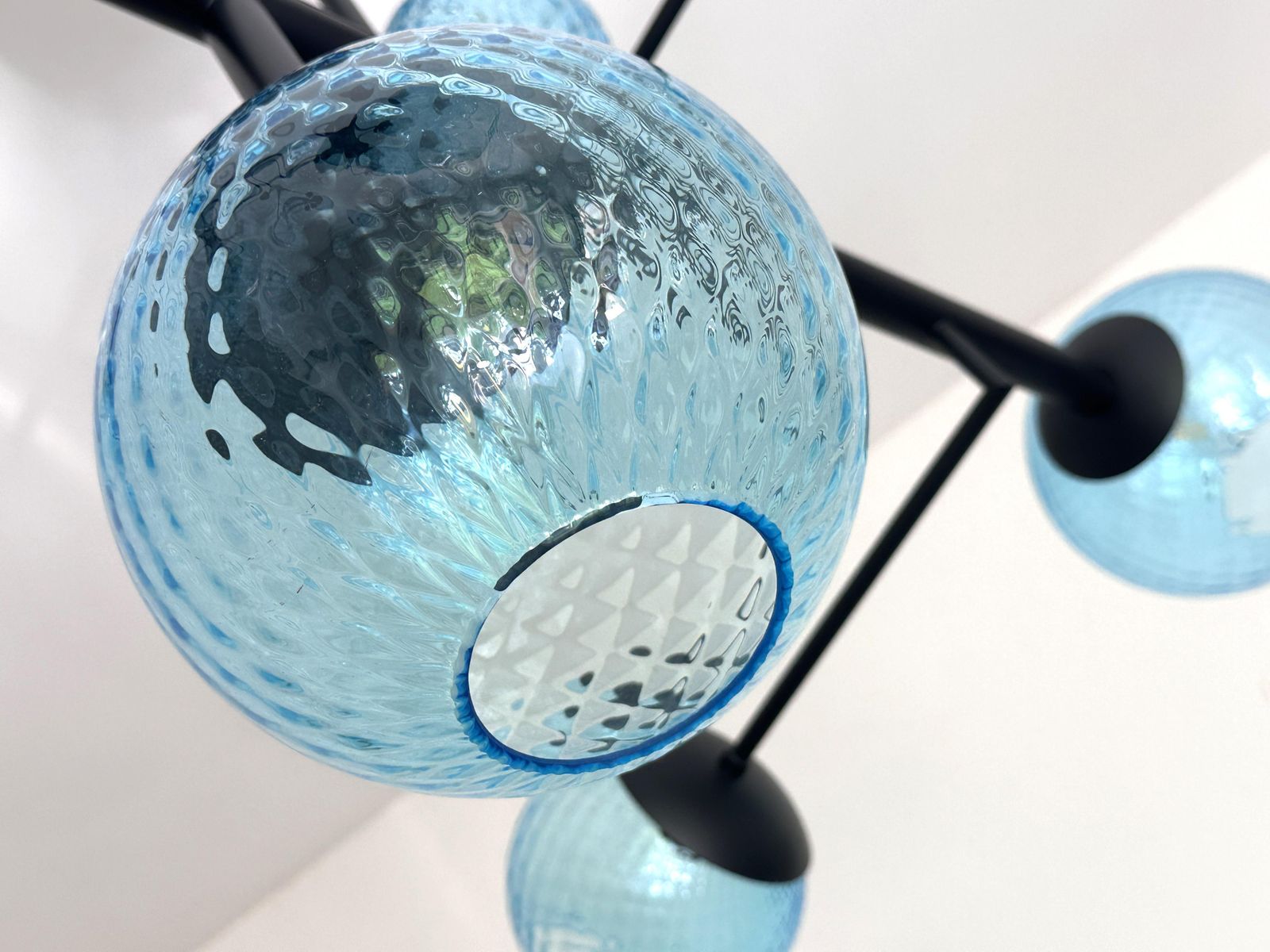 Contemporary Light Blue Spheres Murano Glass Sputnik Chandelier By Simoeng photo for sale