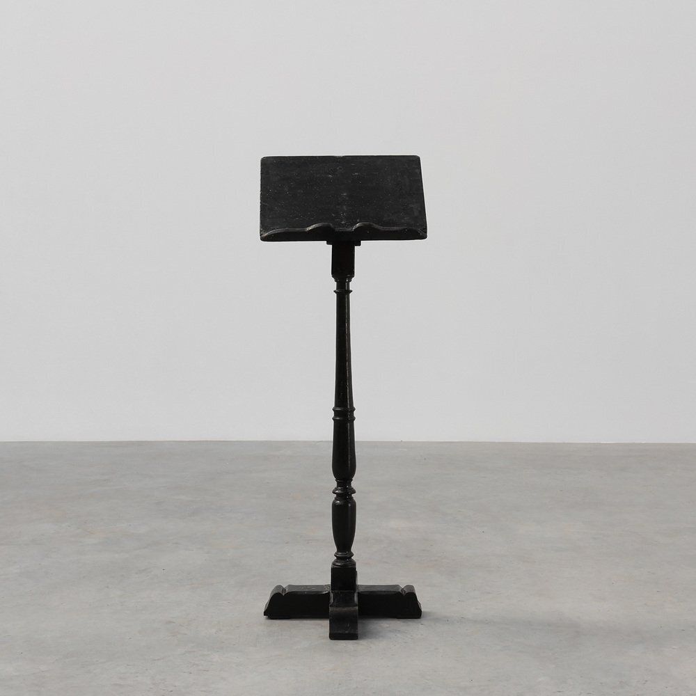 Rustic French Black Bookstand In Wood, 1850