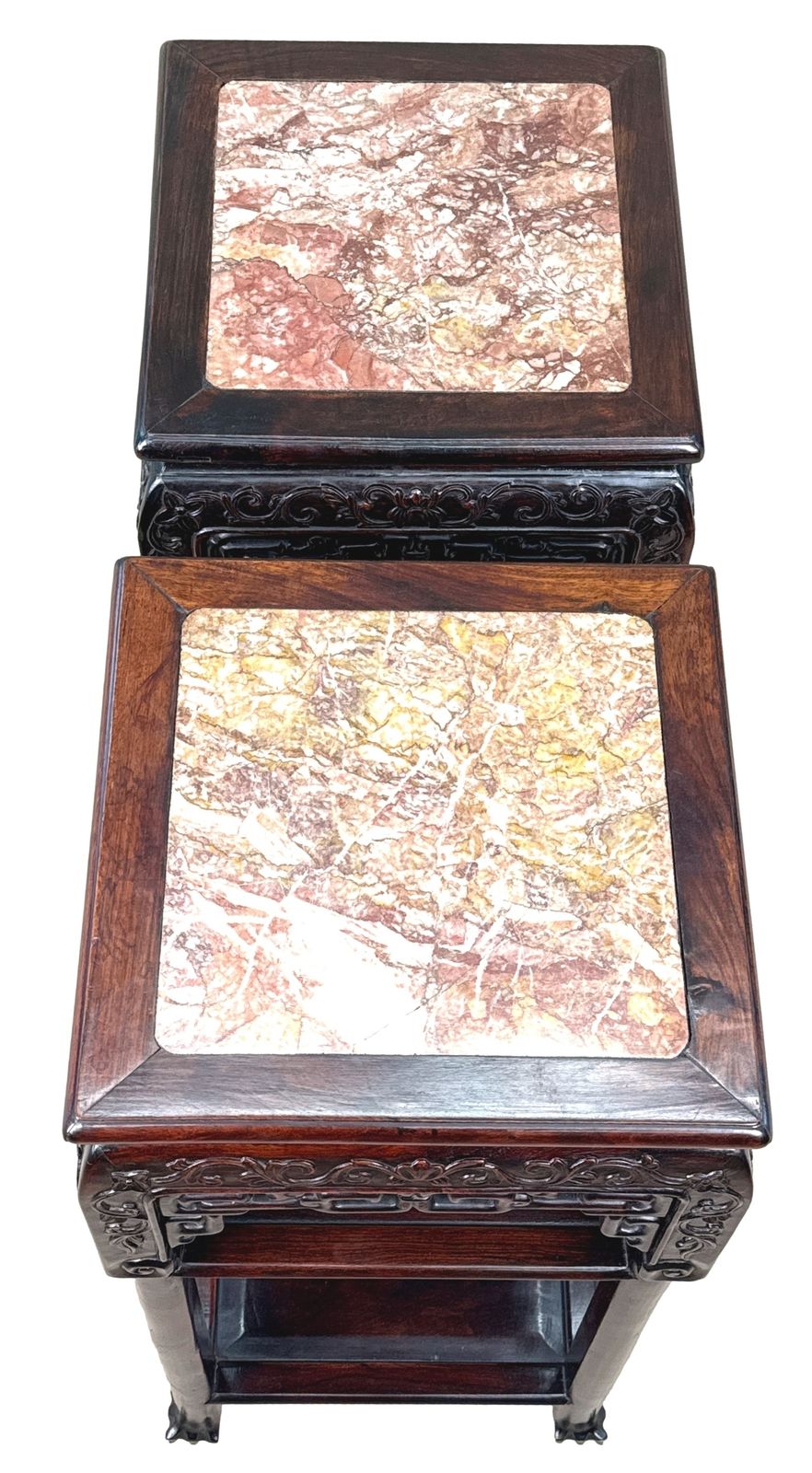 Tall 19th Century Pair Of Oriental Hardwood Stands (China, Circa 1880) photo buy