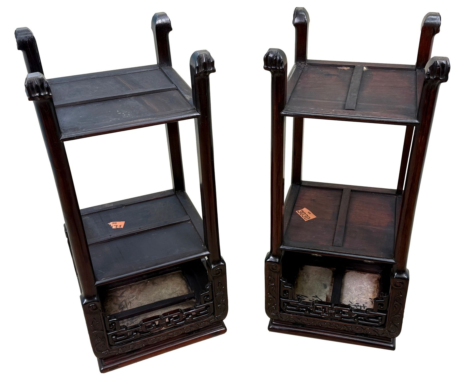 photo vinterior Tall 19th Century Pair Of Oriental Hardwood Stands (China, Circa 1880)