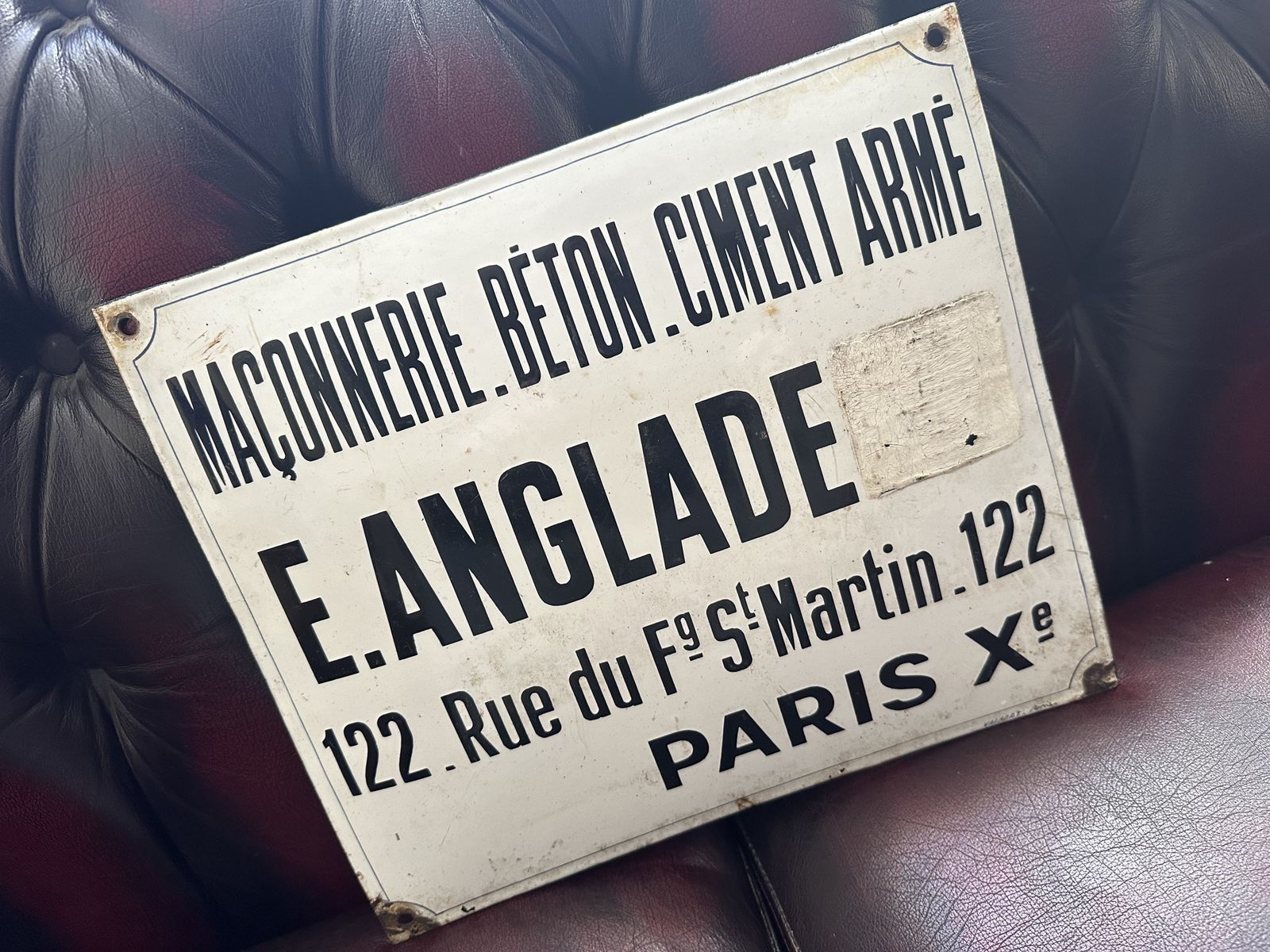 Antique Parisian Enamel Street Sign photo furniture