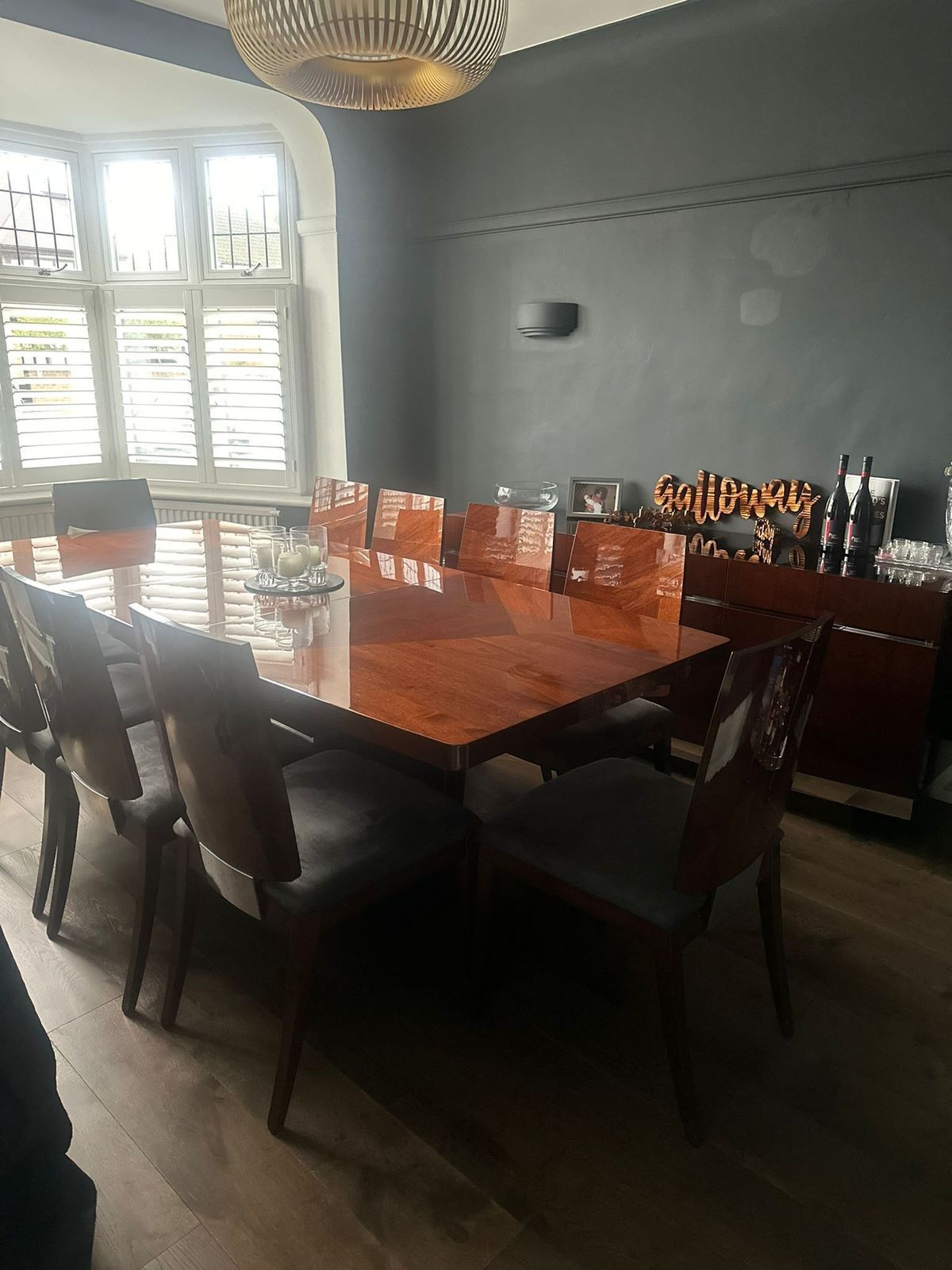 Italian Veneered Walnut Dining Table And 10 Chairs photo furniture