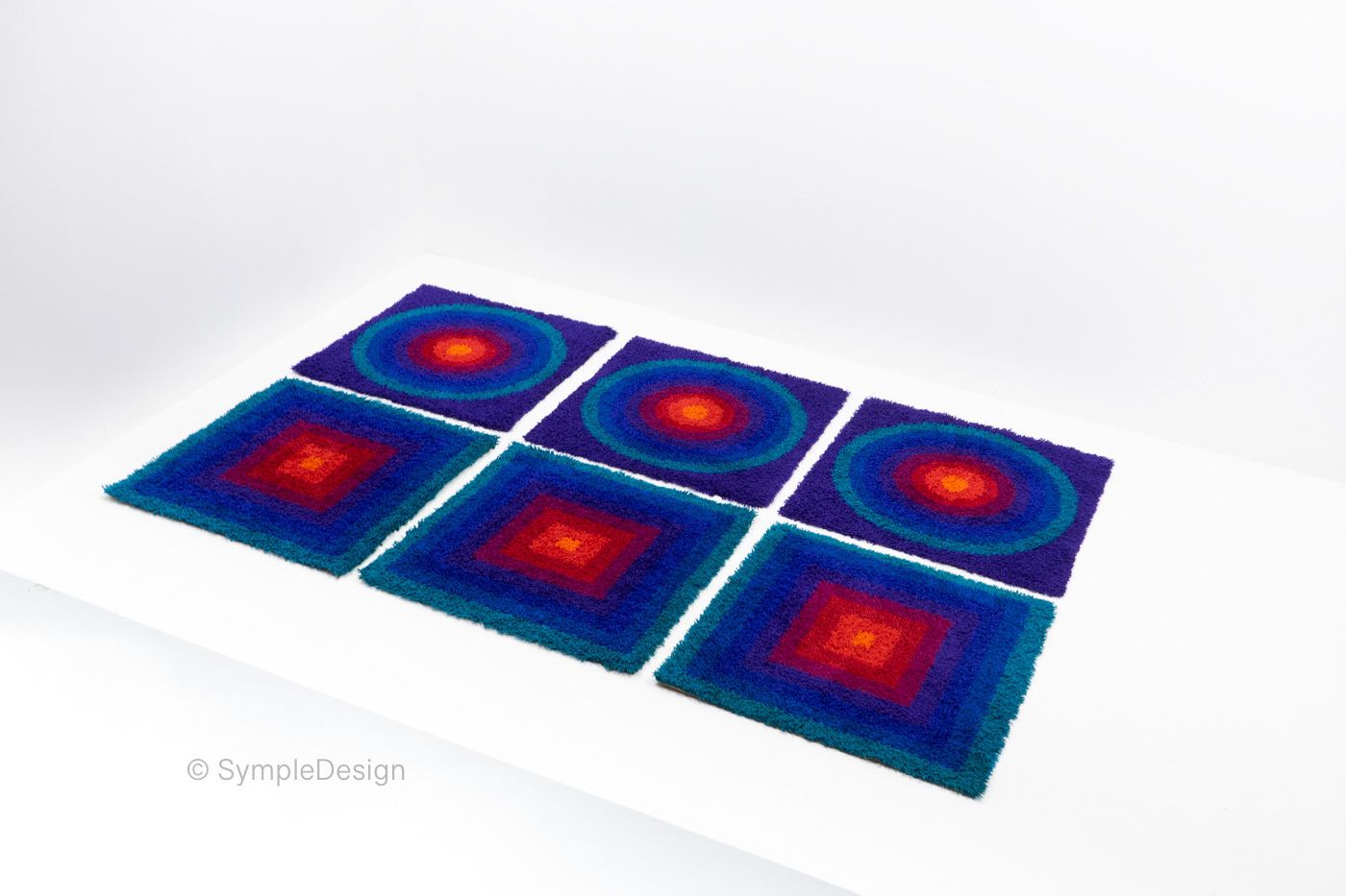 Verner Panton Rugs: Mira Carré – 1970s, Set Of Six photo Textiles