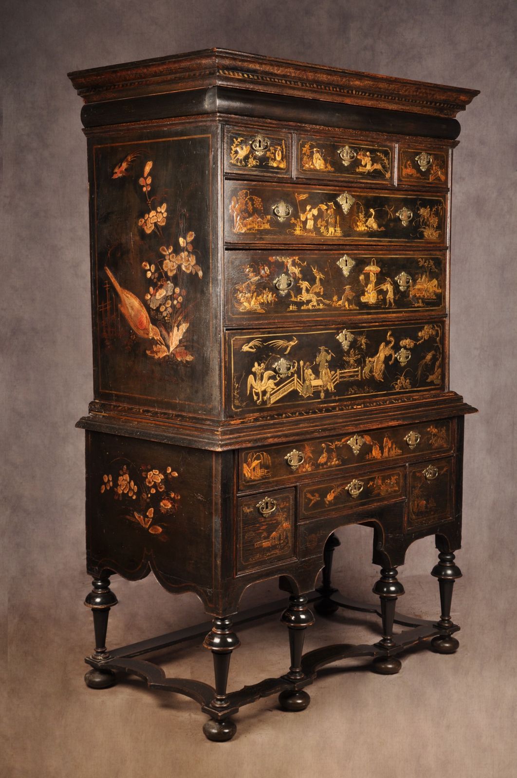Rare Early 18th Century Chinoiserie Japanned Chest On Stand photo furniture