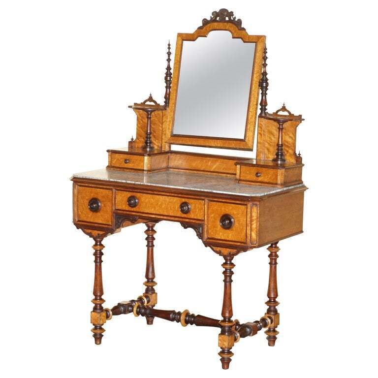 Fully Restored Aesthetic Movement Amboyna Ebony Antique Victorian Dressing Table