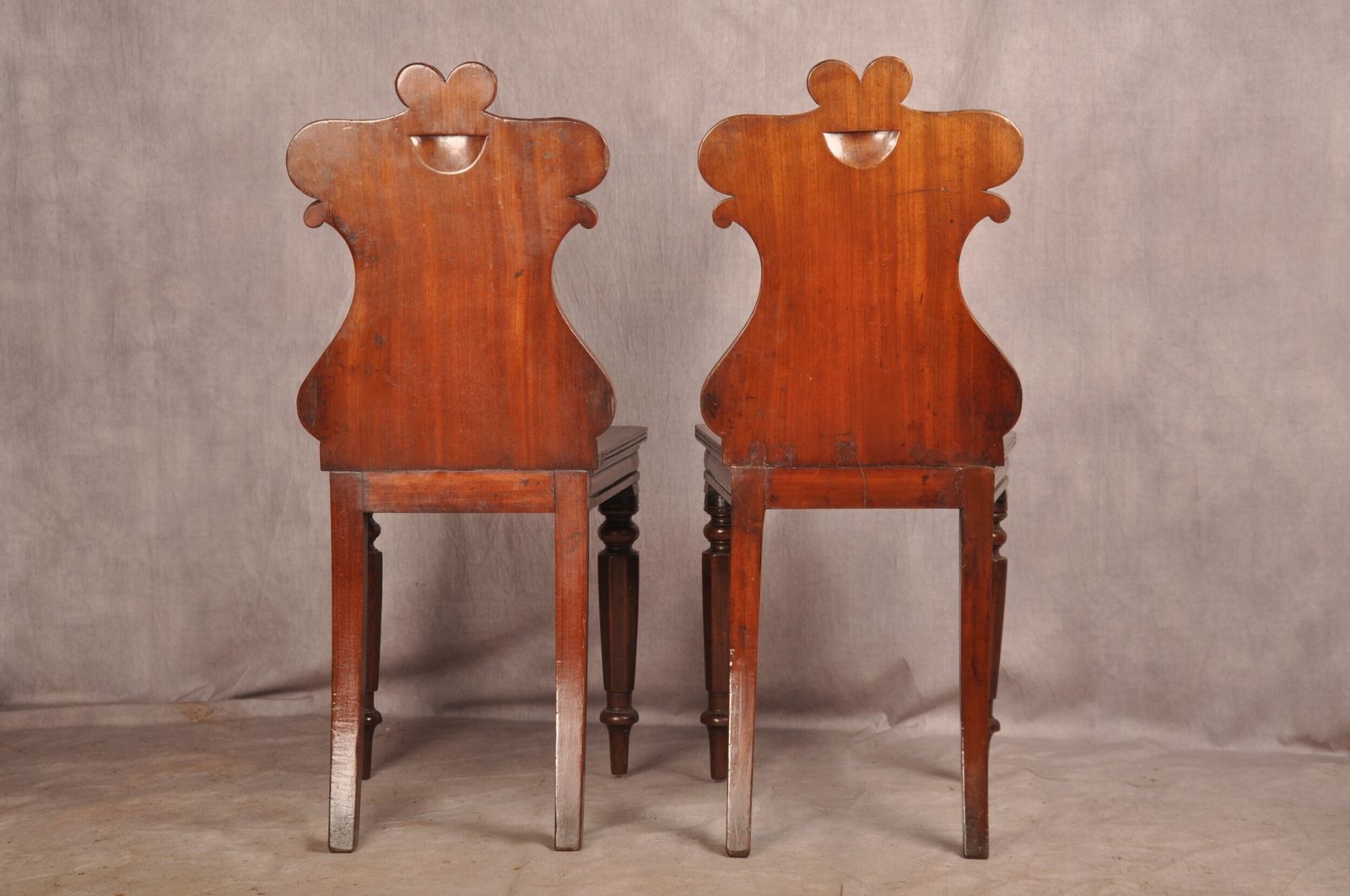 Fine Pair Of Regency Mahogany Hall Chairs photo vintage