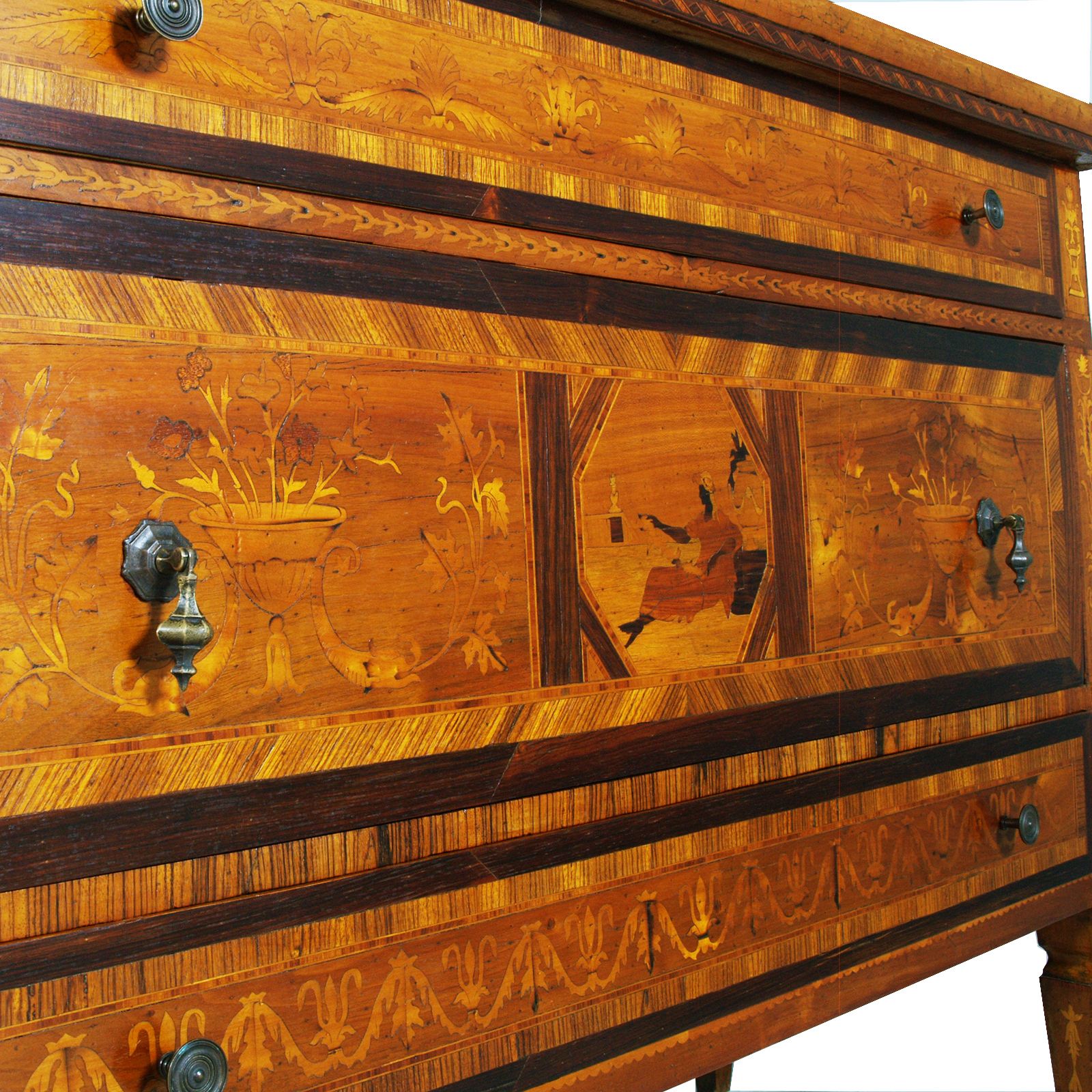 Maggiolini Italian Chest Of Drawers, Early 20th Century, Richly Inlaid, Louis XV Style photo vinterior