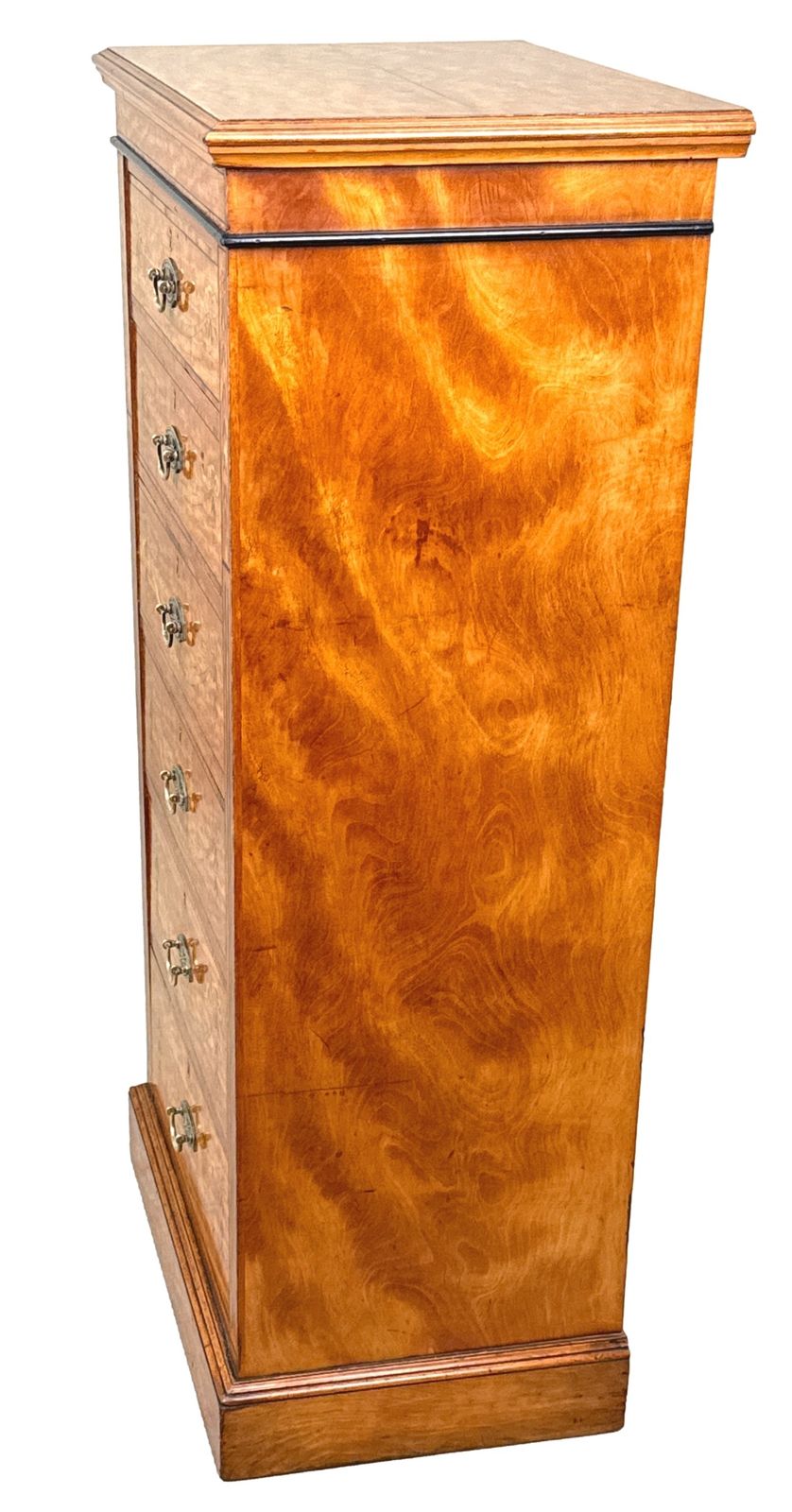 Satinwood Late 19th Century Tall Pedestal Chest Of Drawers (England, Circa 1880) photo vintage