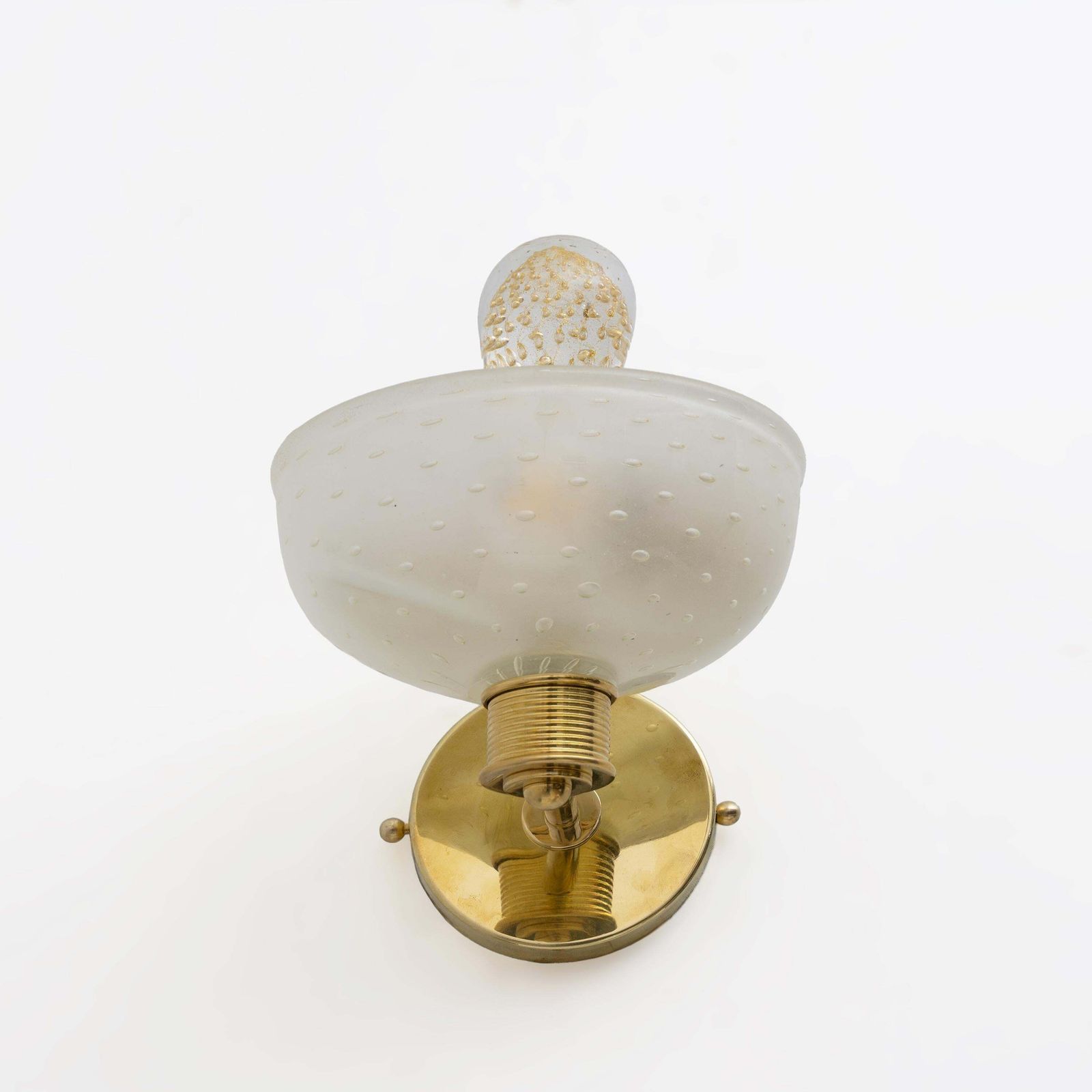 Attributed To Barovier & Toso Brass And Pulegoso Murano Glass Sconces, Pair photo 2941.0