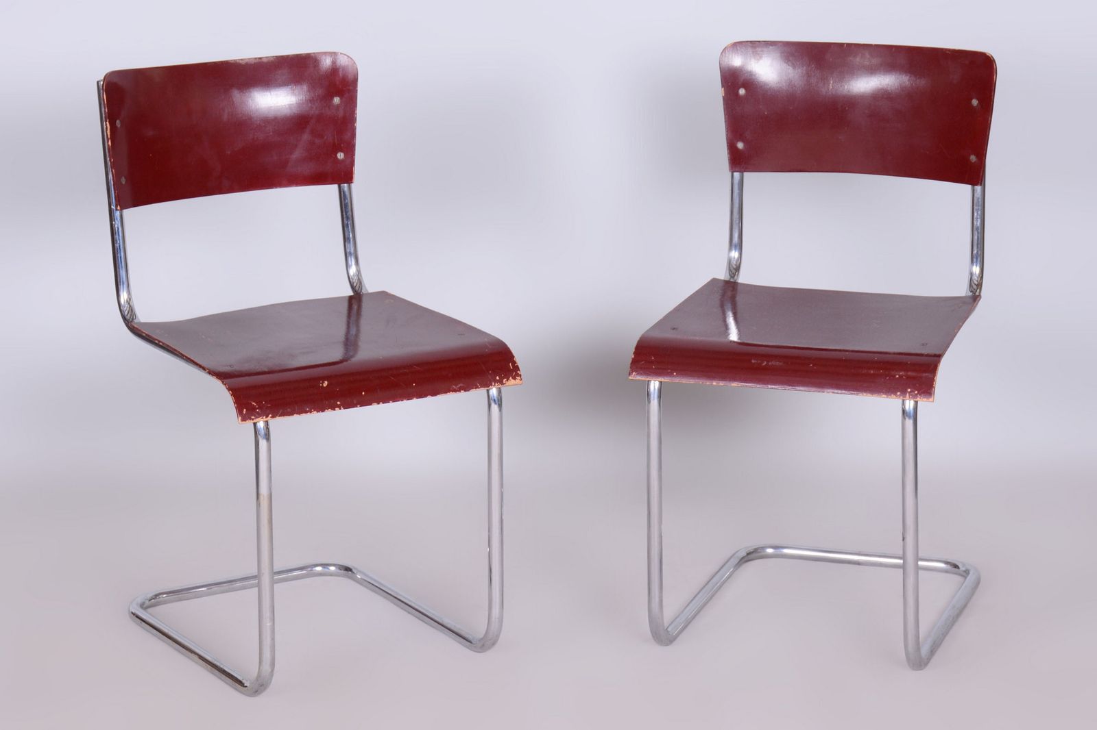 Original Bauhaus Dining Set, By Hynek Gottwald, Chrome, Czech, 1930s photo vintage
