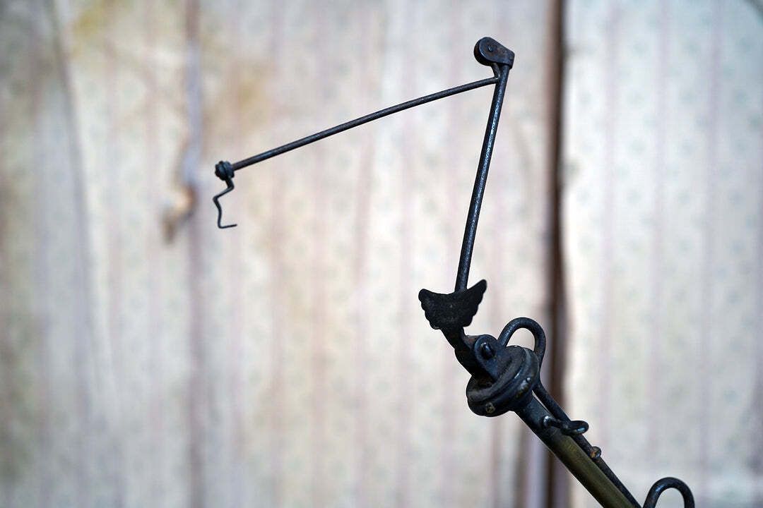 1280.0 A Unique Early Victorian Ebonised & Bobbin Turned Adjustable Telescopic Table Mirror C.1850 photo