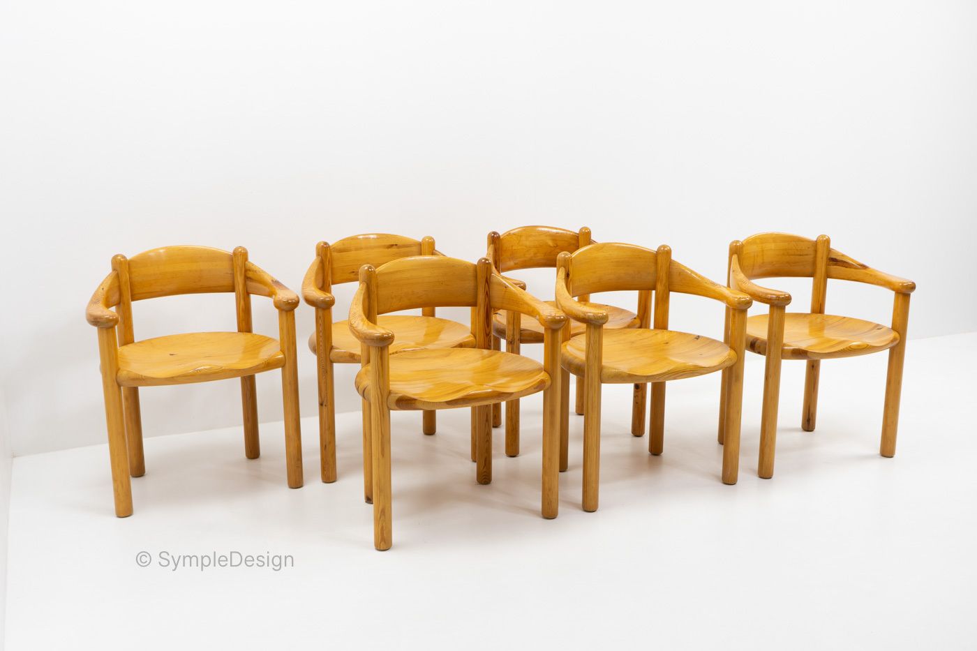 Pinewood Carver Chairs By Rainer Daumiller, 1970s photo Furniture