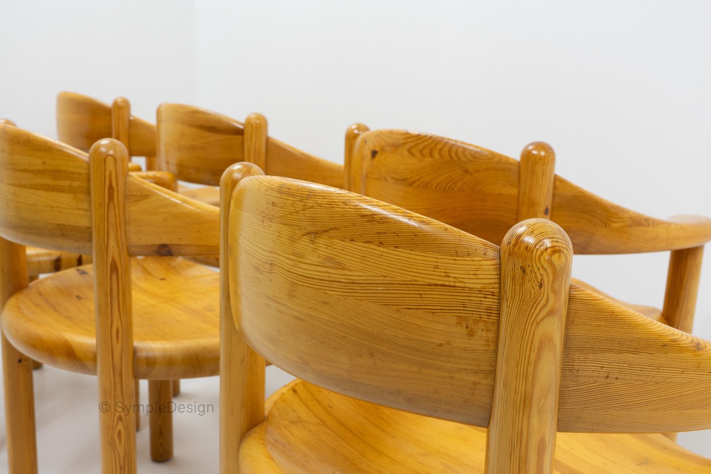 photo furniture Pinewood Carver Chairs By Rainer Daumiller, 1970s