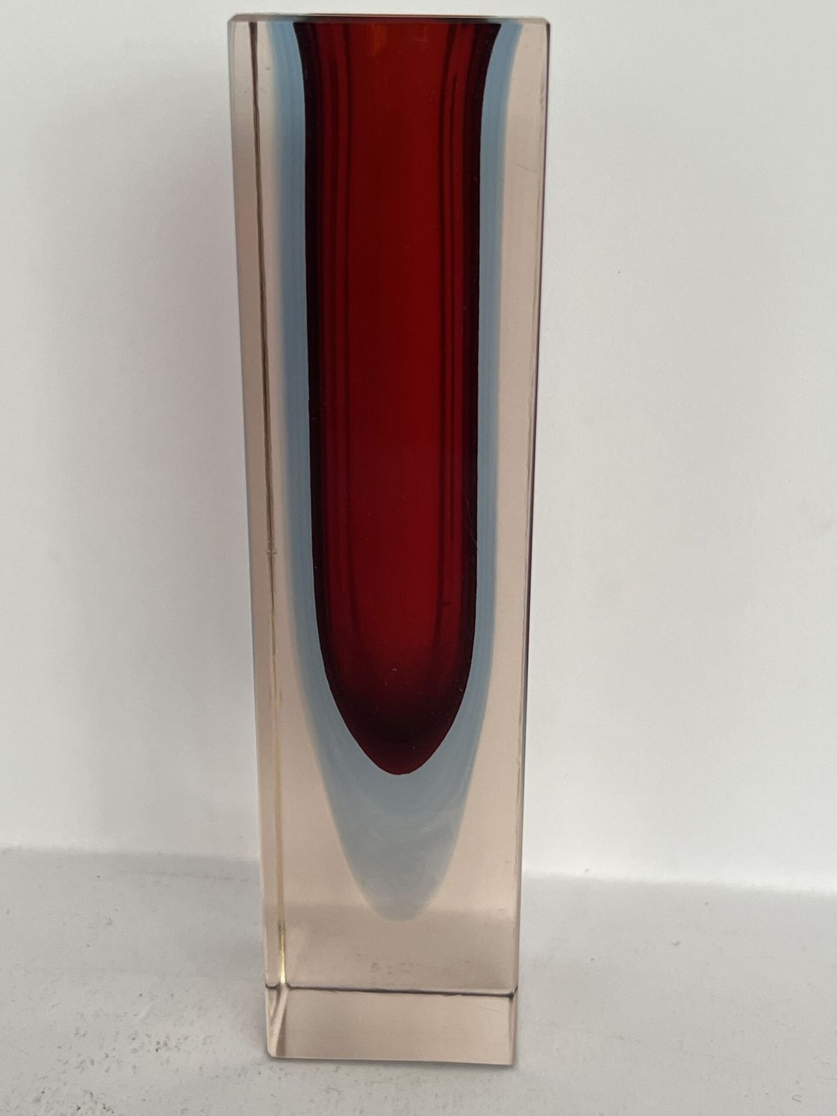 Small Murano Sommerso Block Vase, Red, Blue &Amp; Pink, 14cm X 6cm, C. 1960s–70s photo Home Decor