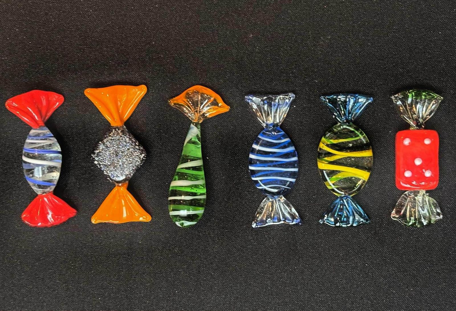 Murano Glazen Messenleggers: Retro Snoepjes Design, Set Van 6 photo buy