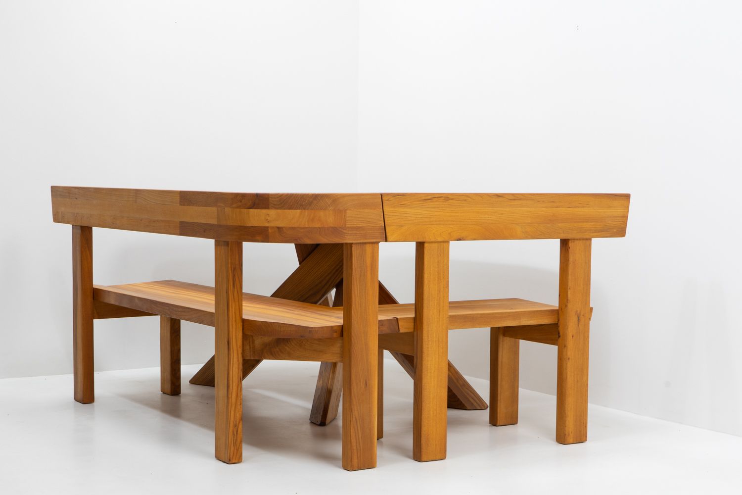 Pierre Chapo, S35 & T35 Corner Dining Set In French Elm, France – 1980s photo Furniture