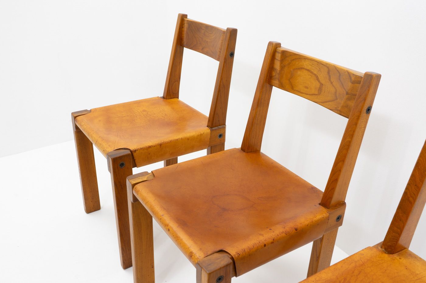 Furniture Original Pierre Chapo S24 Chairs France 1970s  Set Of 4 photo