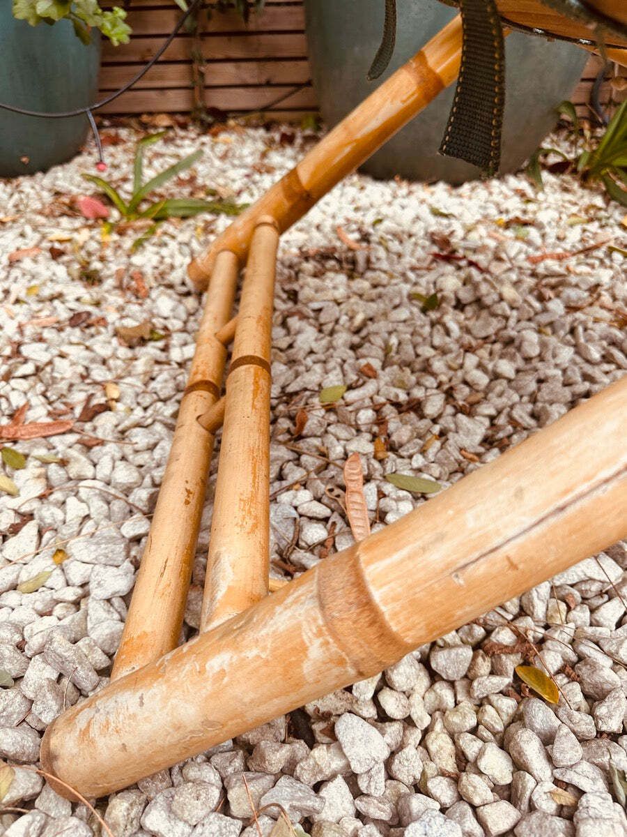 Garden Furniture Pair Of 1980s Rustic Italian Golden Bamboo Deck Chairs Or Sun Loungers photo