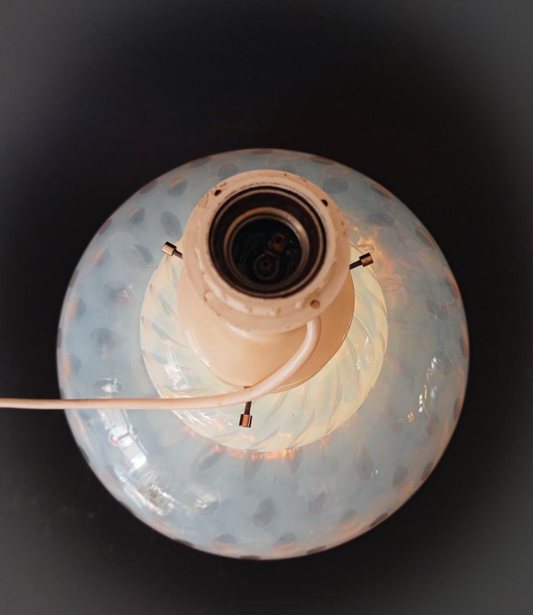 Rare Gambaro And Tagliapietra Murano Glass Table Lamp Vintage Space Age Bullicante Bubbles White Transparent photo vinterior