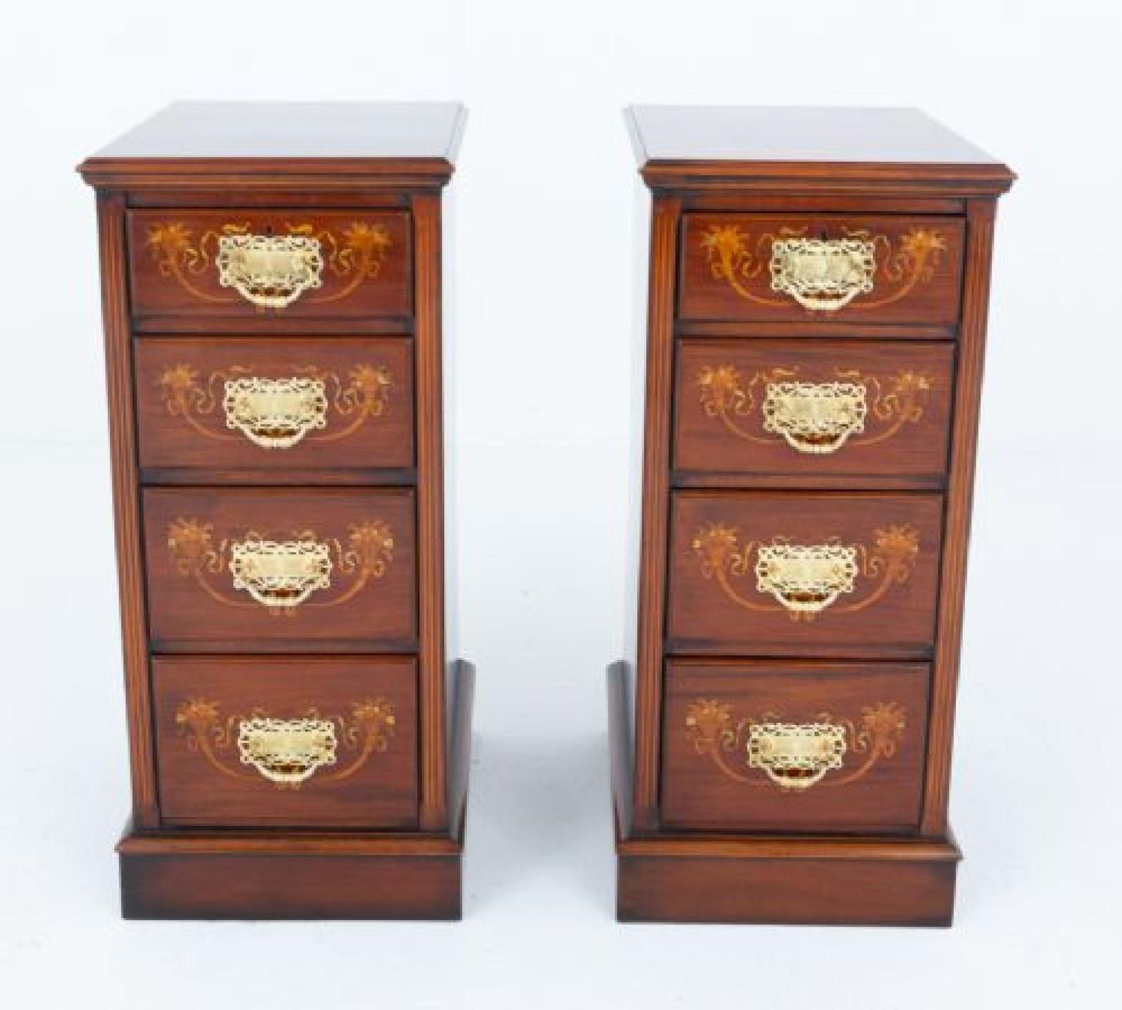 Pair Victorian Bedside Chests Inlay Chest Drawers 1880 photo furniture