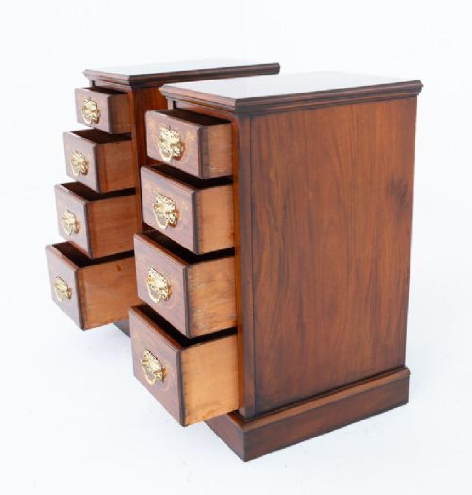 Pair Victorian Bedside Chests Inlay Chest Drawers 1880 photo for sale
