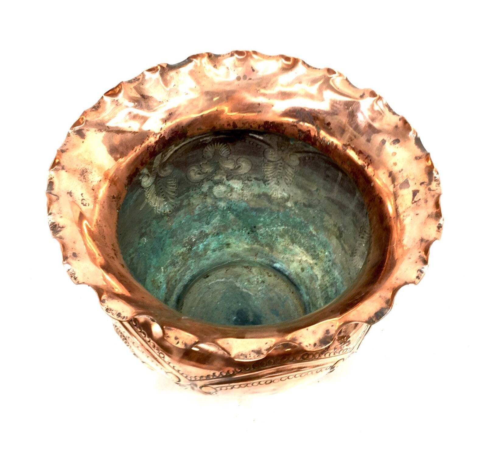 Antique Art Nouveau Copper Planter / Plant Pot / Jardiniere Arts & Crafts C.1900 photo for sale