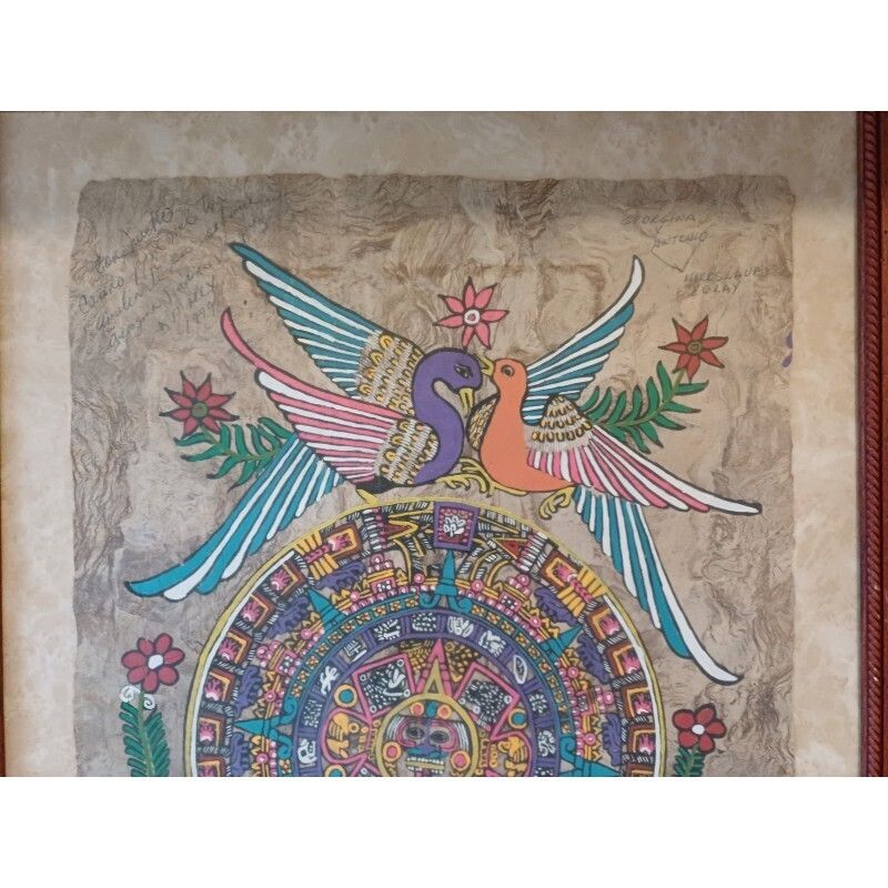 Painting On Lama Or Vicuna Skin, Mayan Or Aztec photo furniture