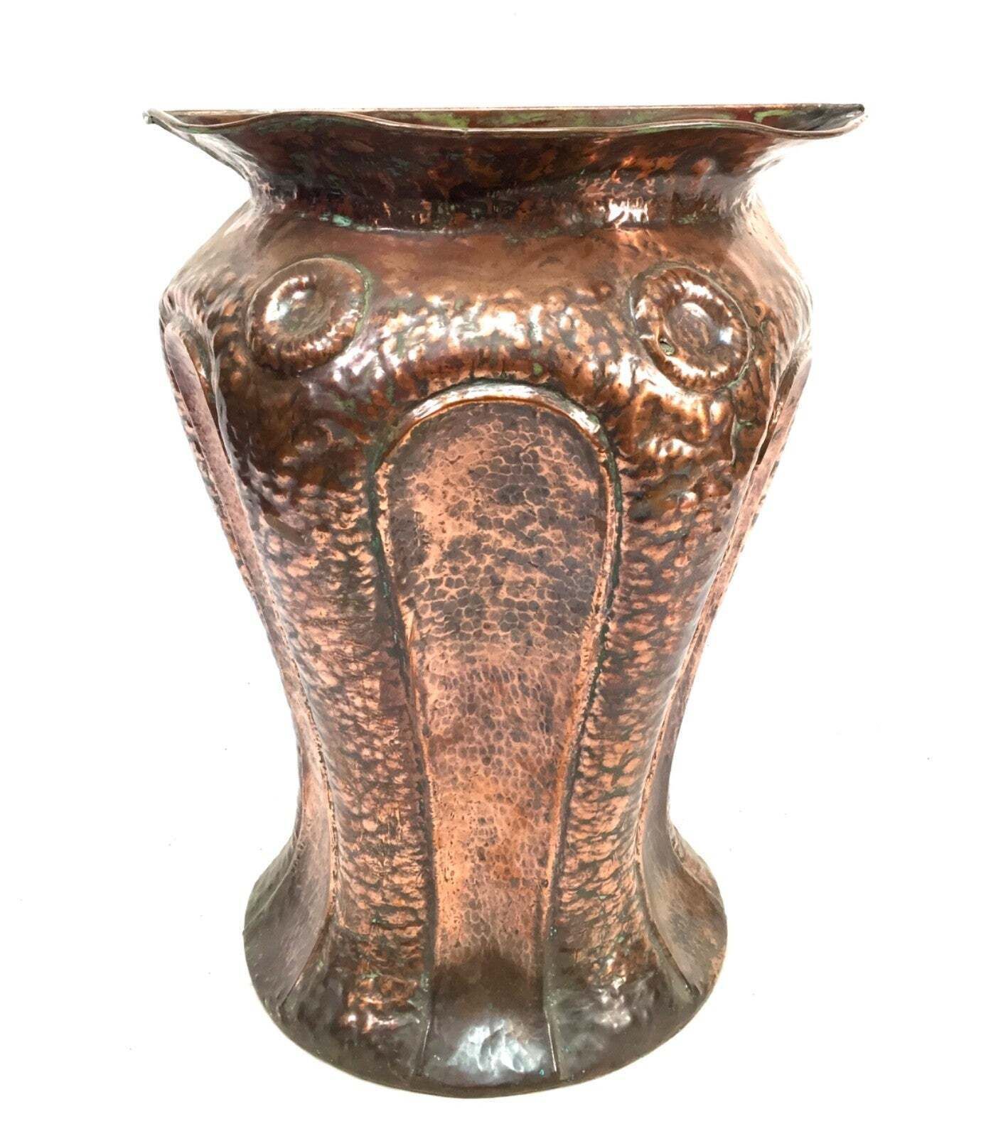 Antique Art Nouveau Large Floor Standing Copper Stick Stand Umbrella Holder 1900