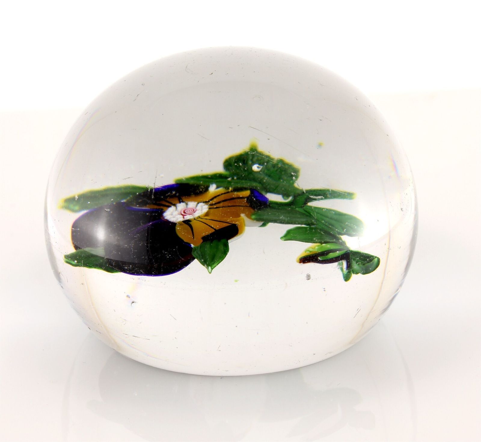 370.0 Antique Baccarat Pansy Paperweight. Heavy French Glass Desk Weight. C1850. photo