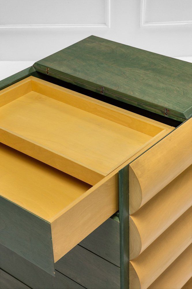 Postmodern Architectural Chest Of Drawers In Natural Wood And Aniline Stained Wood, 1980s photo 5413.0