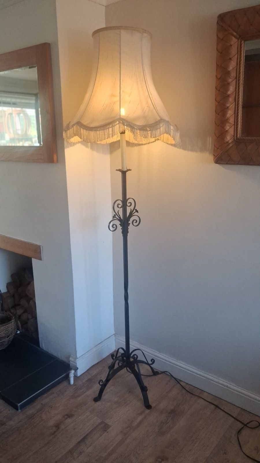 Original 1960's French Mid Century Wrought Iron Standard Lamp / Floor Lamp photo Lighting