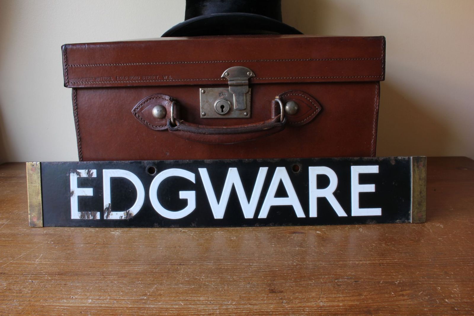 Antique Edgware & Kennington Enamel Tube Train Sign. London Underground. photo 365.0
