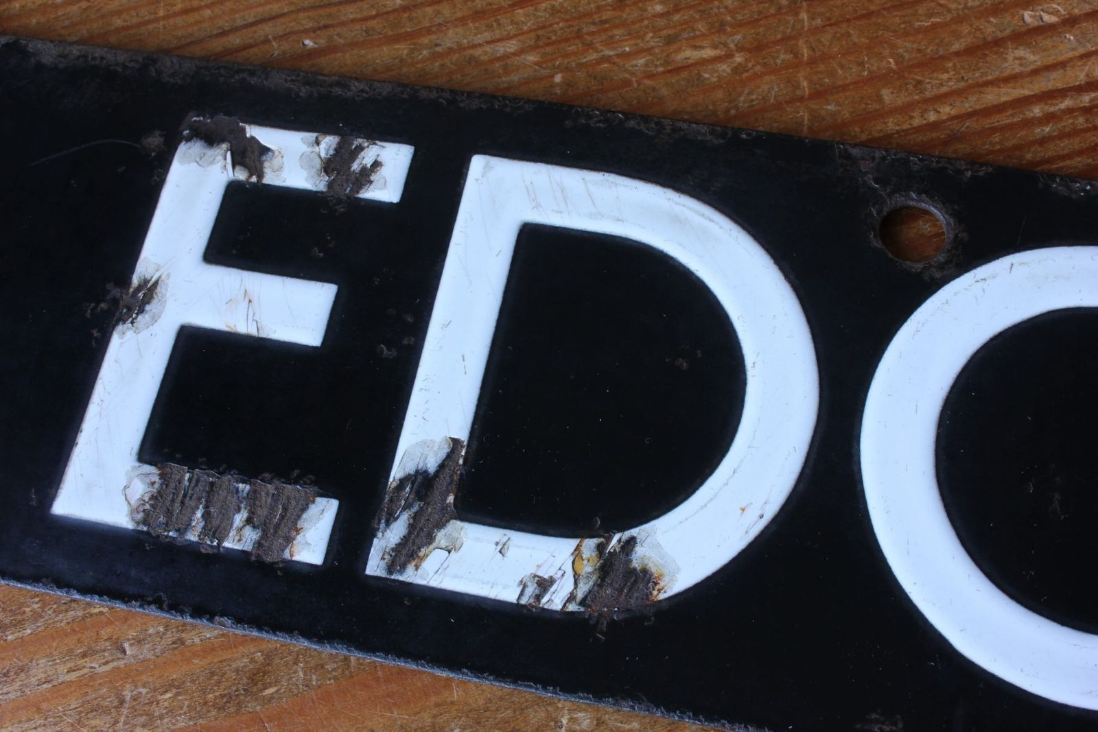 365.0 Antique Edgware & Kennington Enamel Tube Train Sign. London Underground. photo