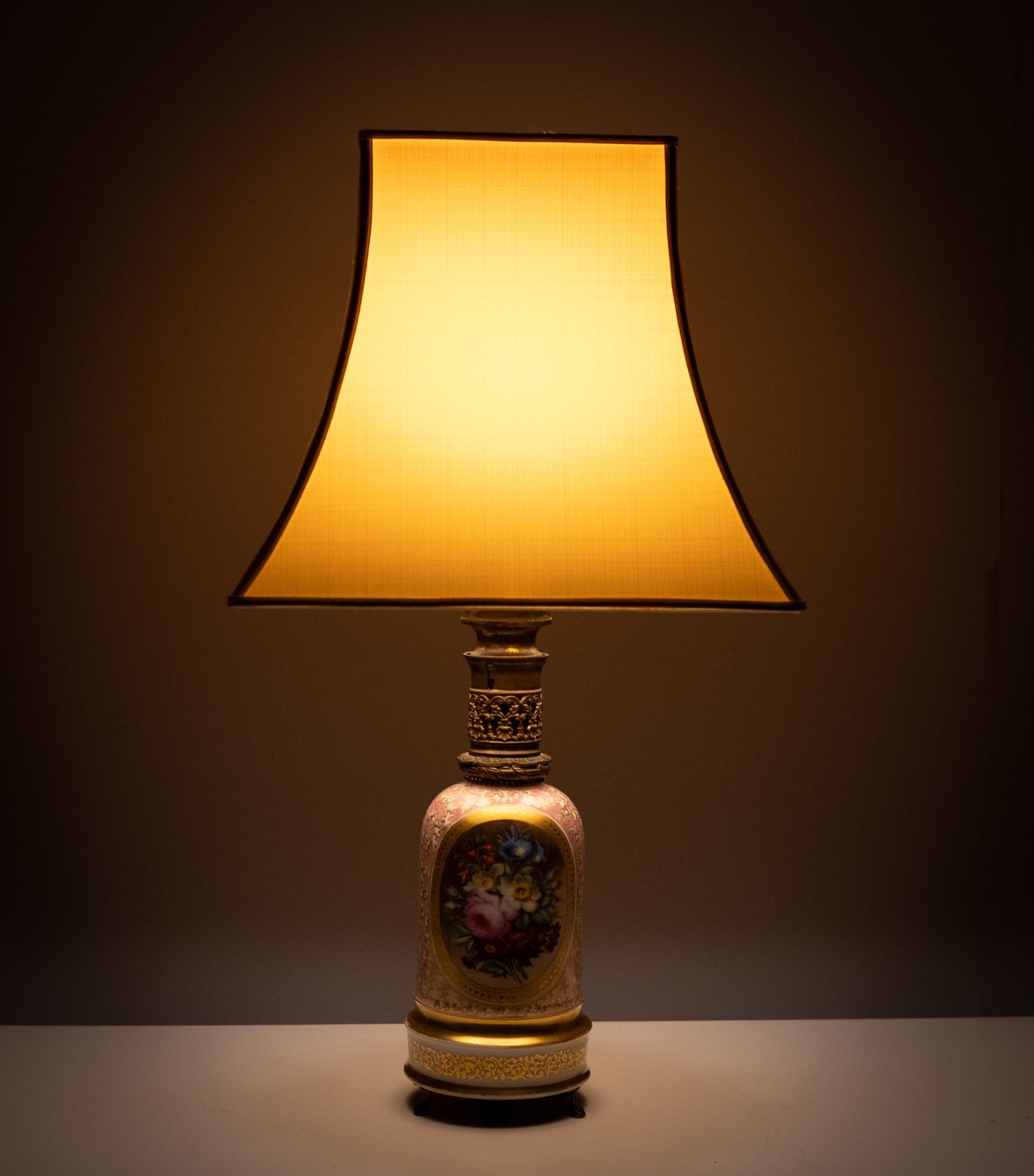 Stunning France Sevres Porcelain Hand Painted Table Lamp 1880s photo vintage