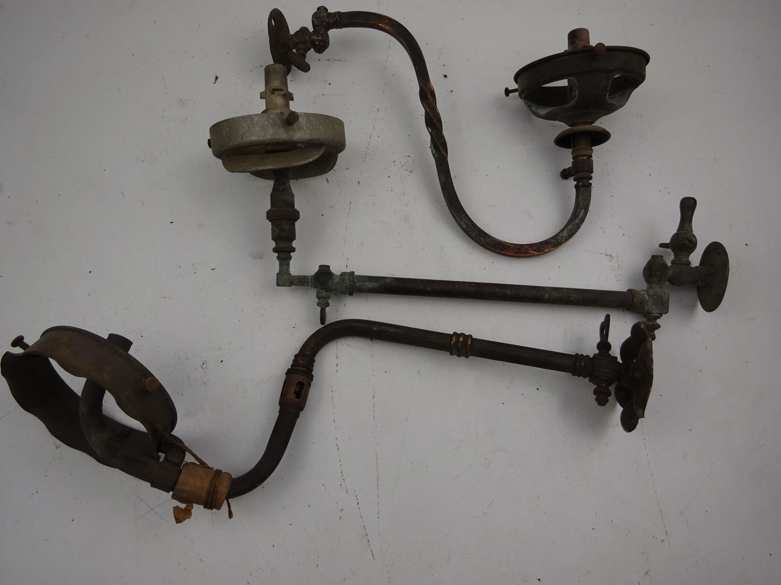 3 Antique Wall Gas Lights For Restoration (As Seen)