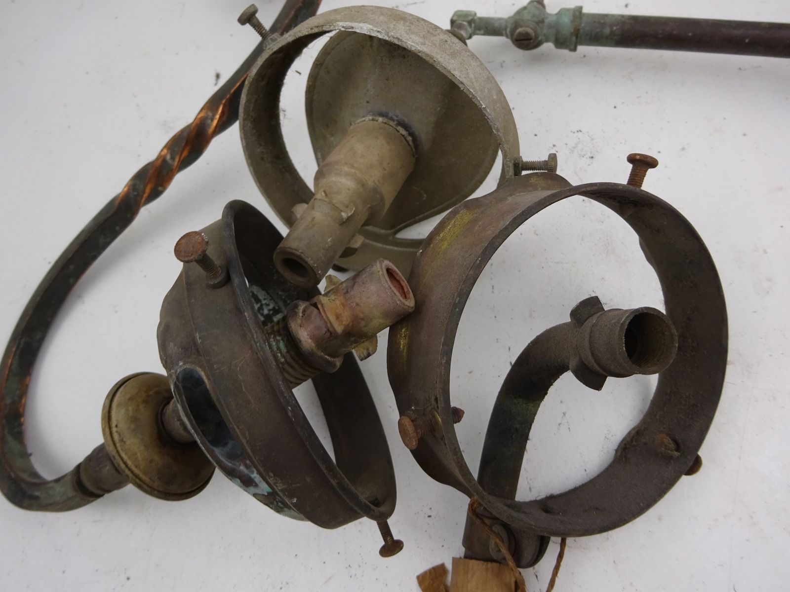 Lighting 3 Antique Wall Gas Lights For Restoration (As Seen) photo