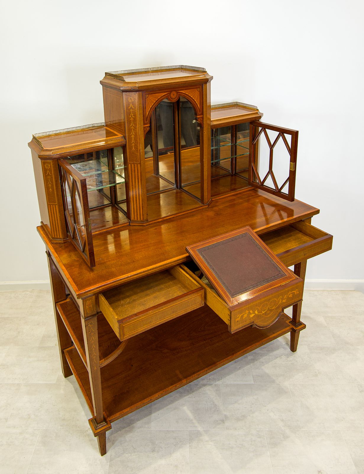 Fine Antique Mahogany & Inlaid Writing Desk photo furniture