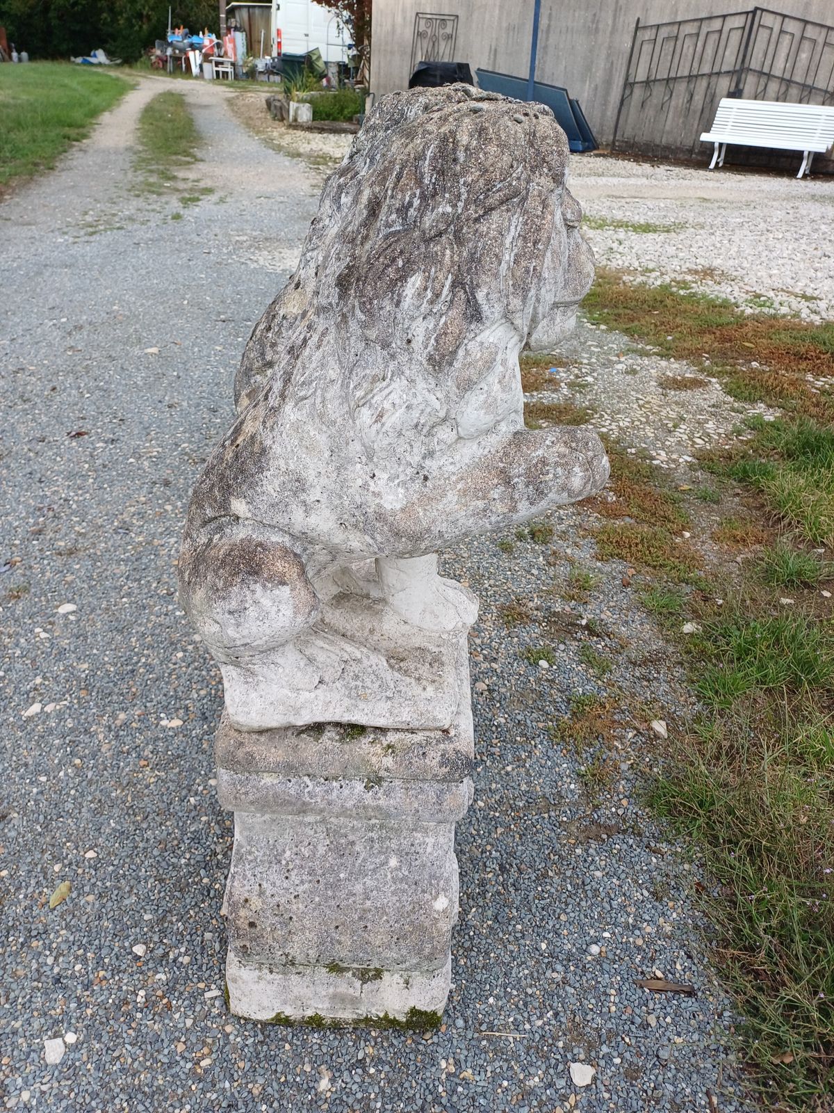 Pair Of Stone Lions From The 1960s photo Garden Decor