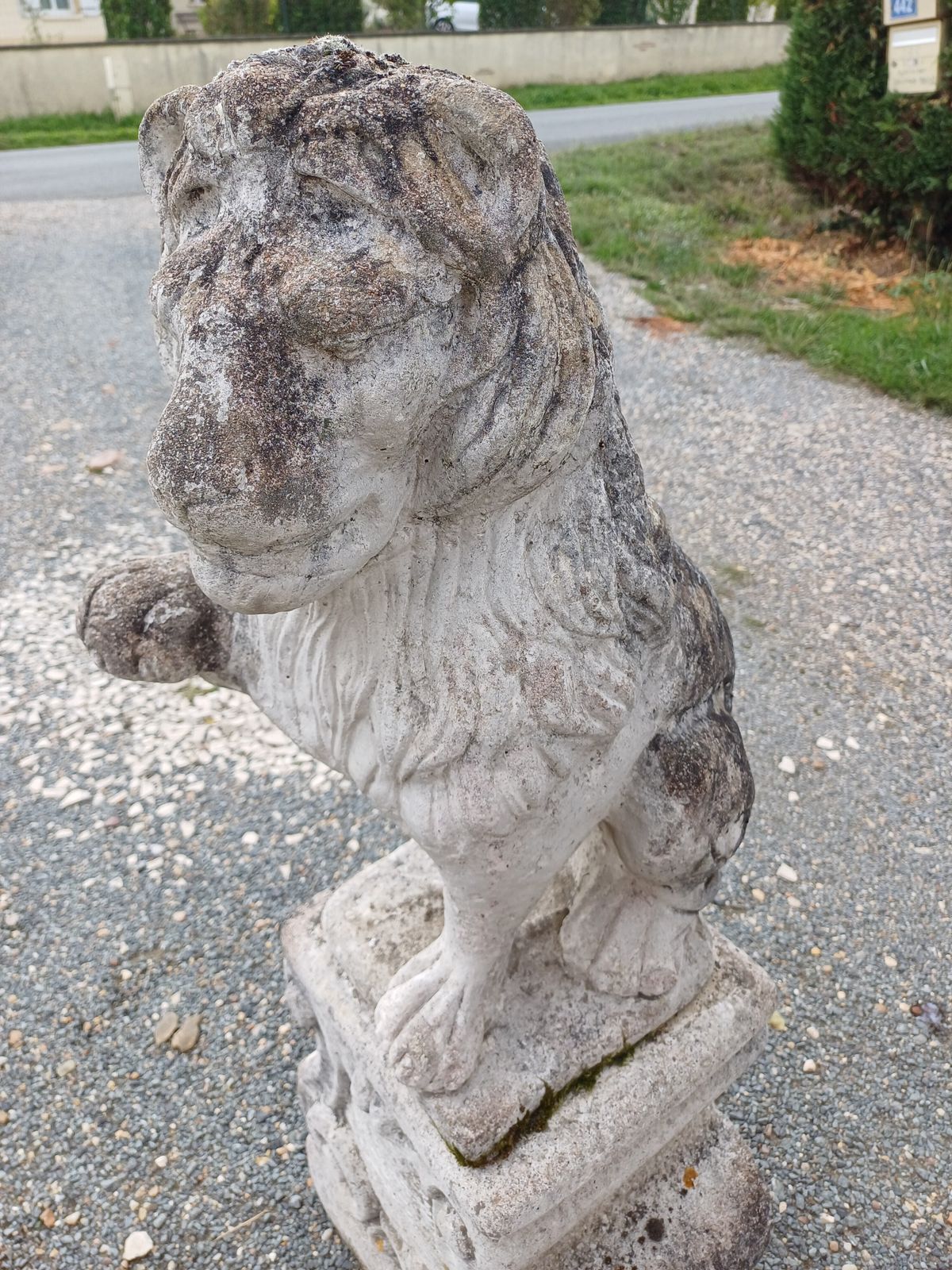 Pair Of Stone Lions From The 1960s photo vintage