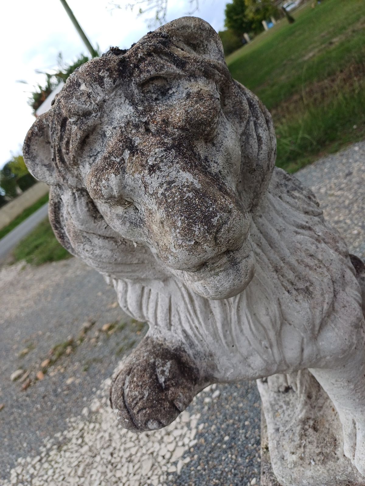 Garden Decor Pair Of Stone Lions From The 1960s photo