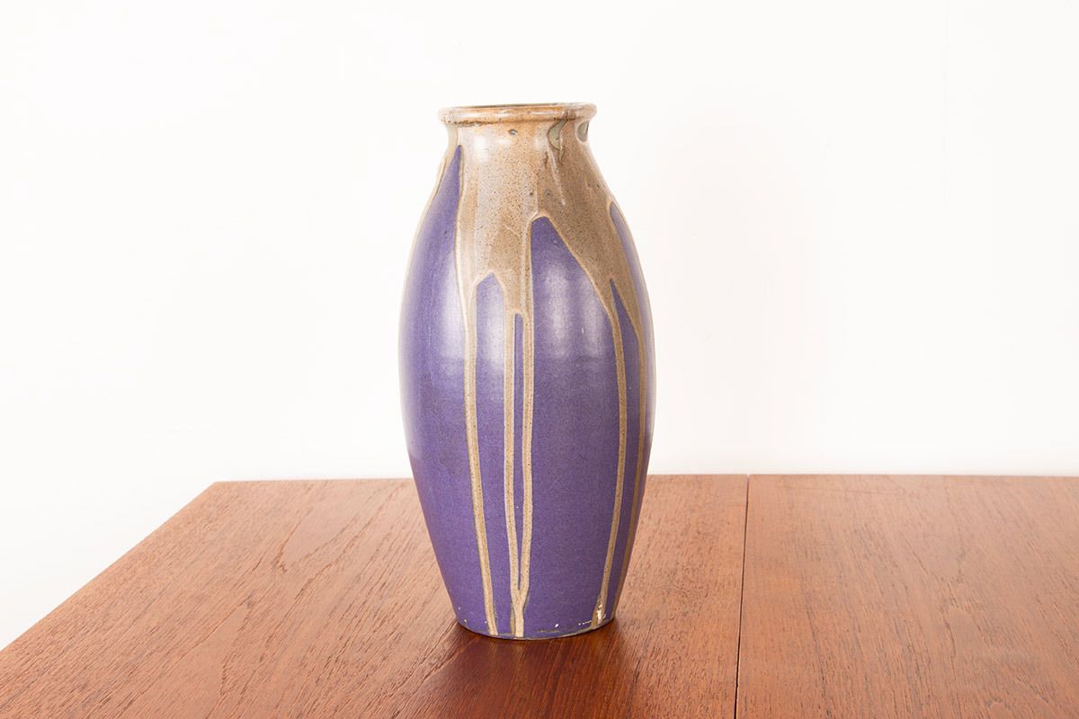 Grand vase Art déco en céramique émaillée violette par Léon Pointu, Grès de Puisaye, 1920. photo buy
